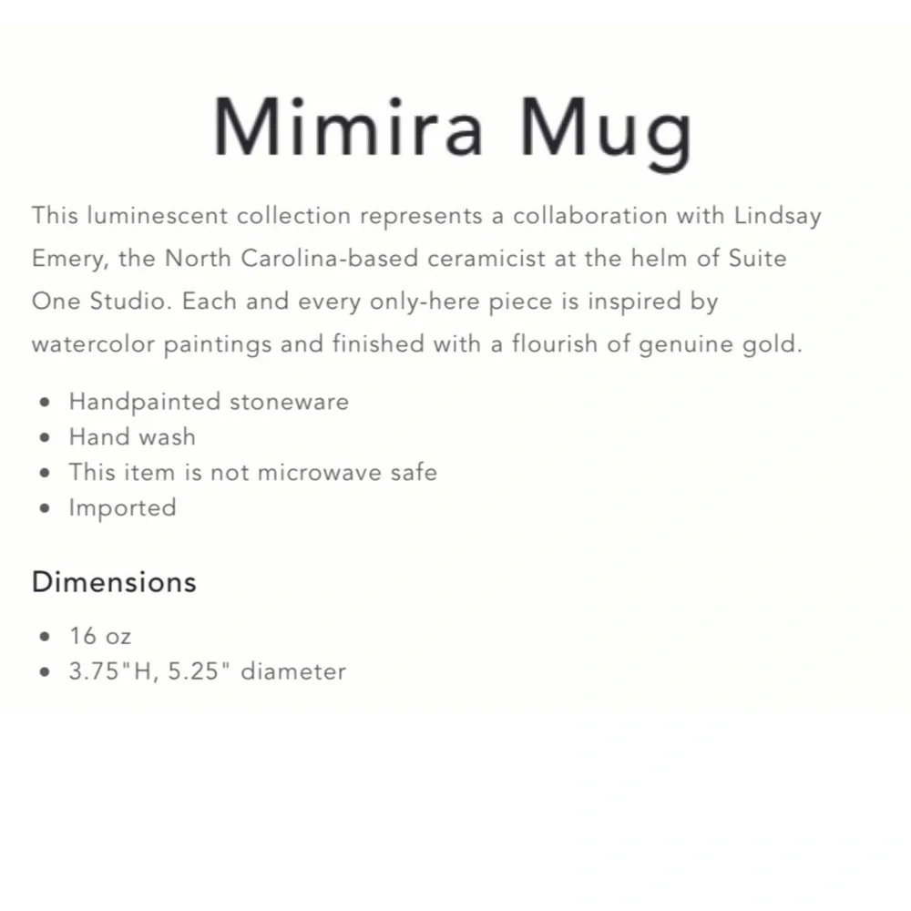 Anthropologie + Suite One Studio Mimira Mug